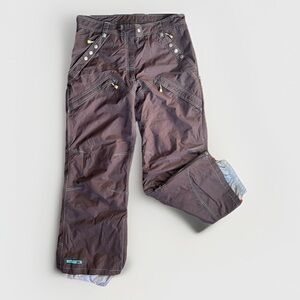 Trespass Waterproof Ski / Snowboard Pants • Brown w/ Aqua • 6 Pockets • XL